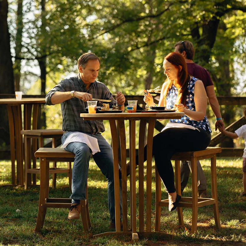 Acadia Grade A Teak Round Bar Table Dining Set - Image 3