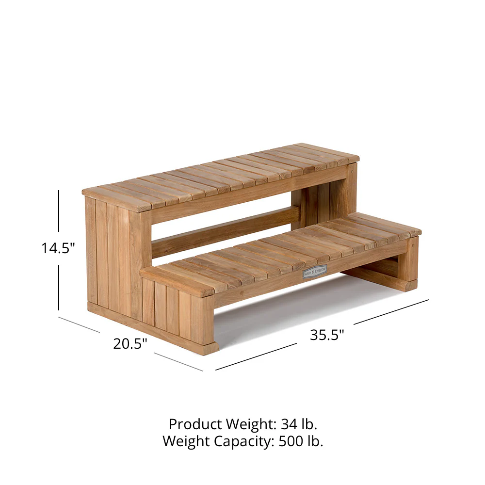 Grade A Teak Spa Hot Tub Steps - Image 10