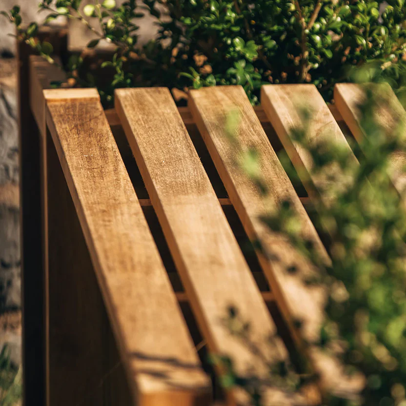 Grade A Teak Square Planter Box and Connecting Bench - Image 6