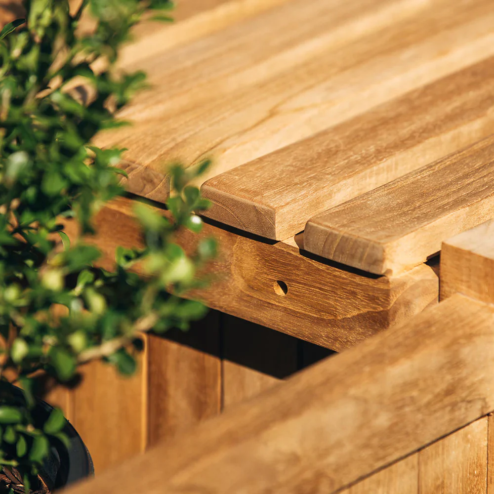 Grade A Teak Square Planter Box and Connecting Bench - Image 7