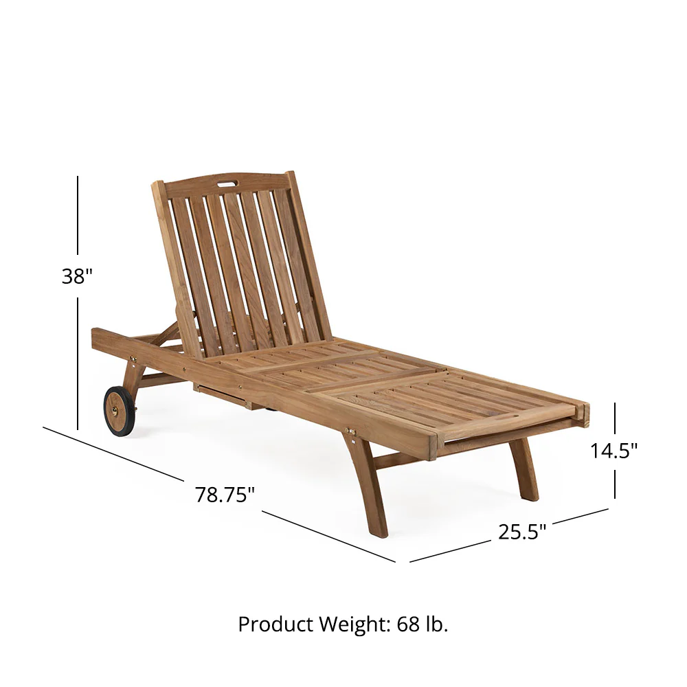 Hawthorne Grade A Teak Reclining Lounger with Optional Armrests - Image 24