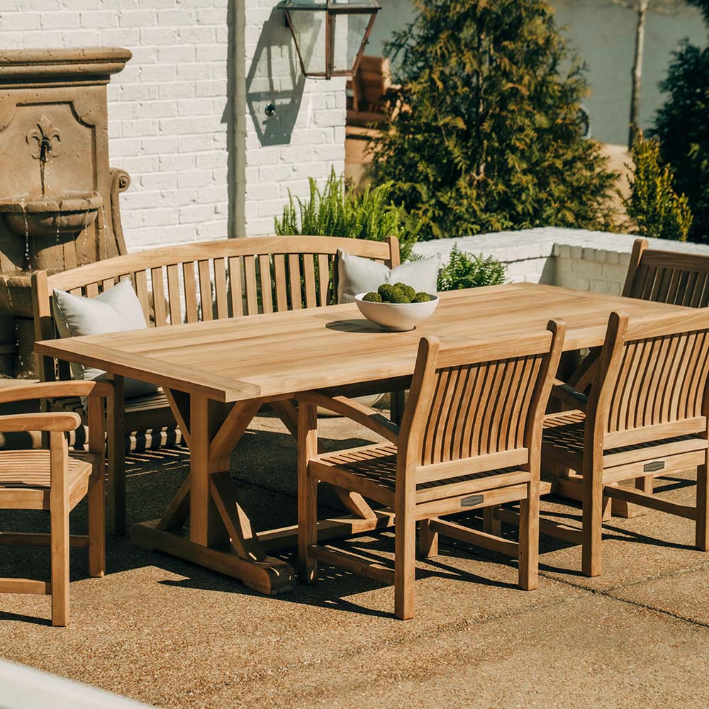 Savannah Grade A Teak Farmhouse Dining Set - Image 4