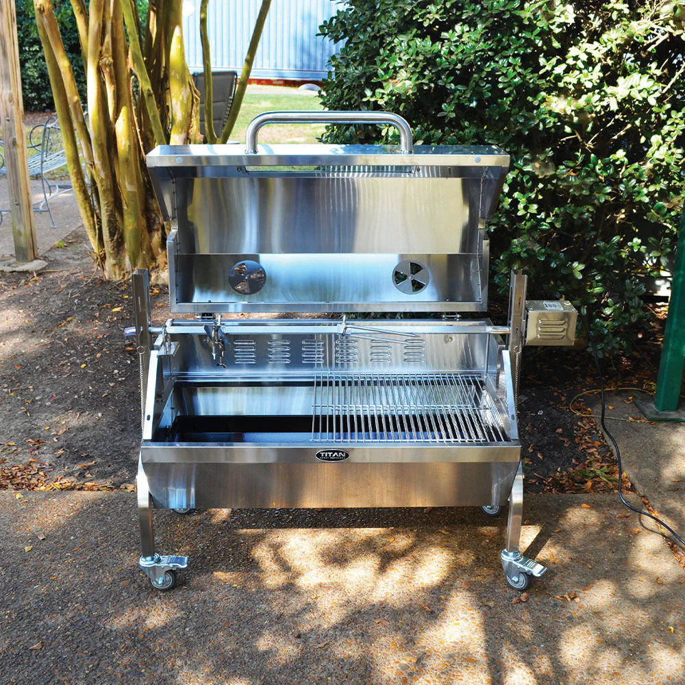 Scratch and Dent - 13W Stainless Steel Rotisserie Grill Roaster w/ Glass Hood - FINAL SALE - Image 3