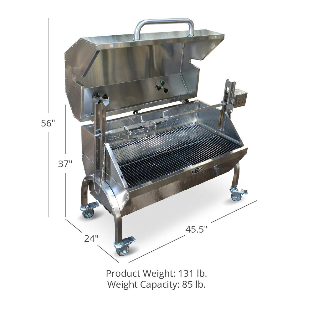 Scratch and Dent - 13W Stainless Steel Rotisserie Grill Roaster w/ Glass Hood - FINAL SALE - Image 7