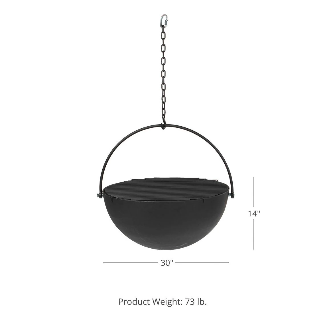 Scratch and Dent - 30-in Cauldron Fire Pit Bowl With Grate And Chain - FINAL SALE - Image 6