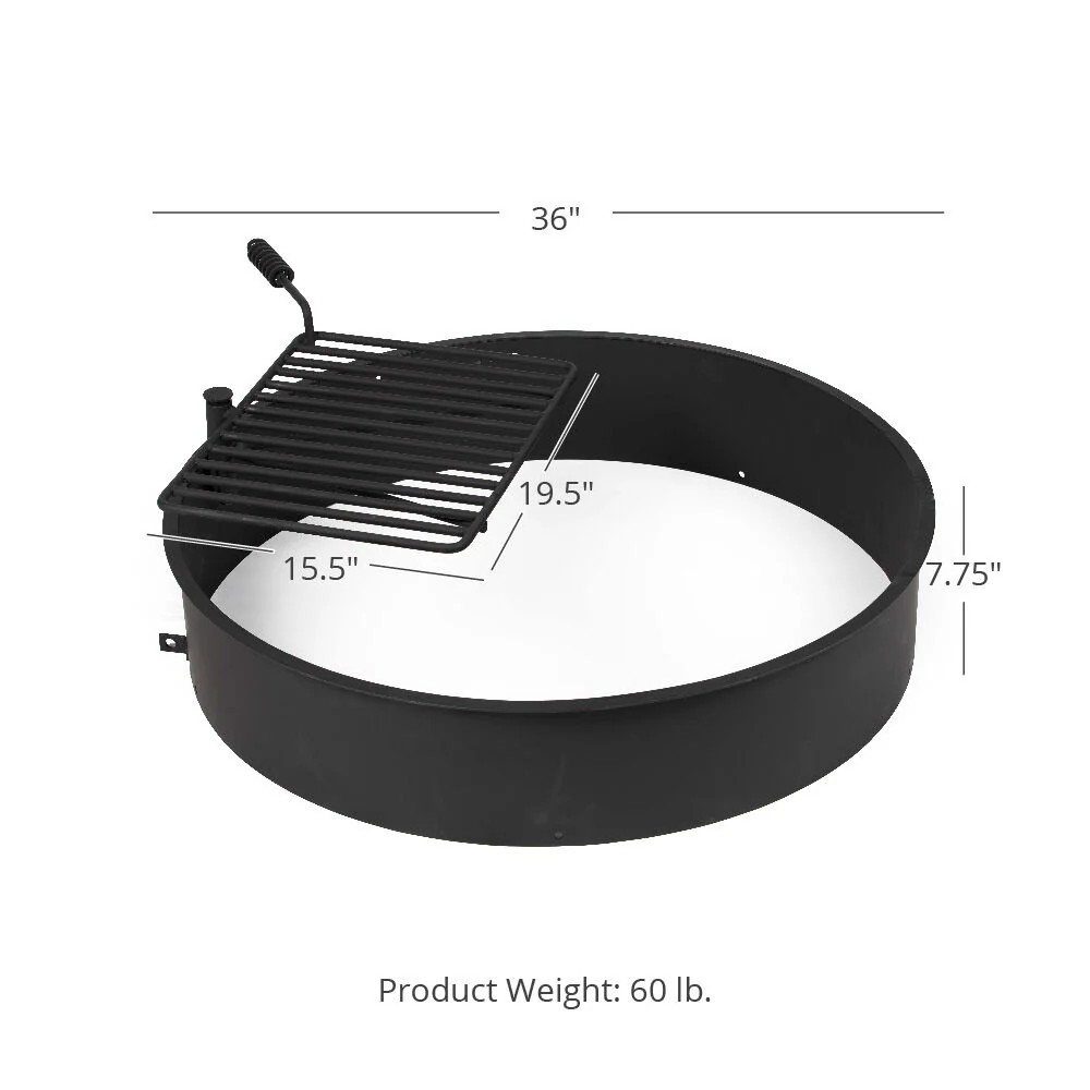 Scratch and Dent - 36" Steel Camp Fire Ring & Outdoor Cooking Grate - FINAL SALE - Image 4