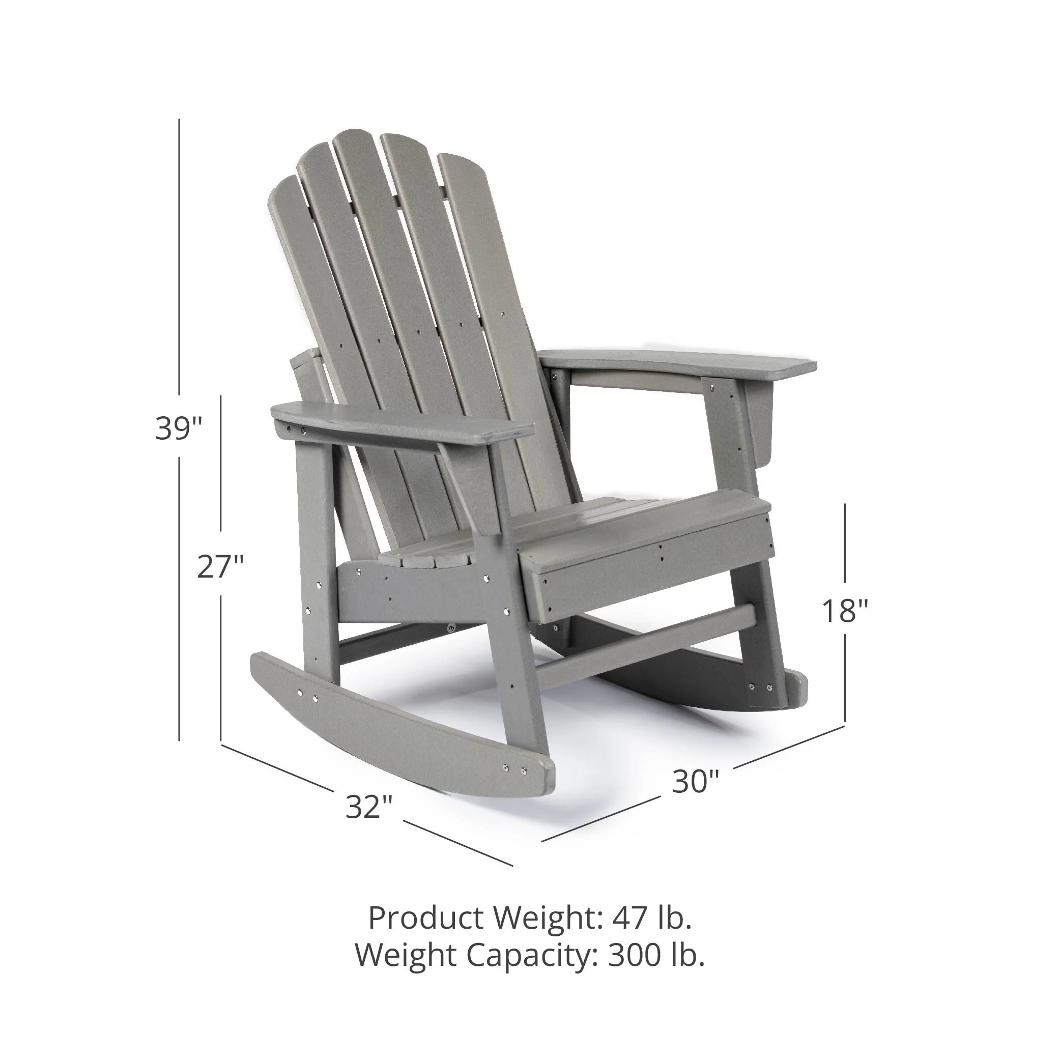 Scratch and Dent - Everwood Hilltop Adirondack Rocking Chair Platinum Grey - FINAL SALE - Image 3