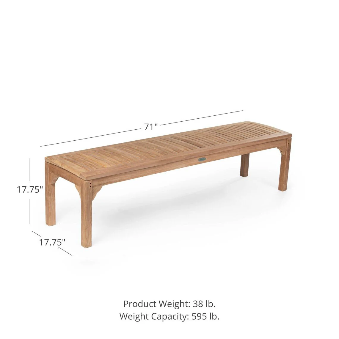 Scratch and Dent - Grade A Teak 71" Marley Backless Bench - FINAL SALE - Image 2