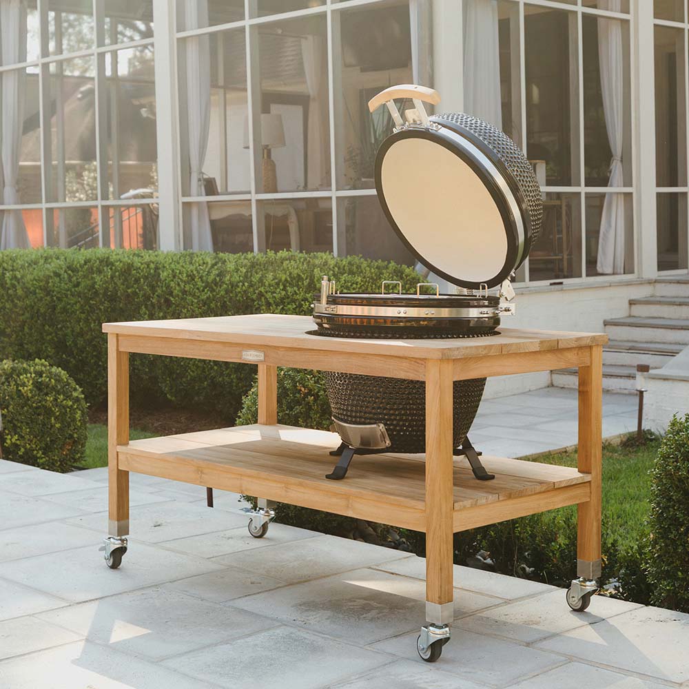 Scratch and Dent, Grade A Teak Ceramic Grill Table - Image 3