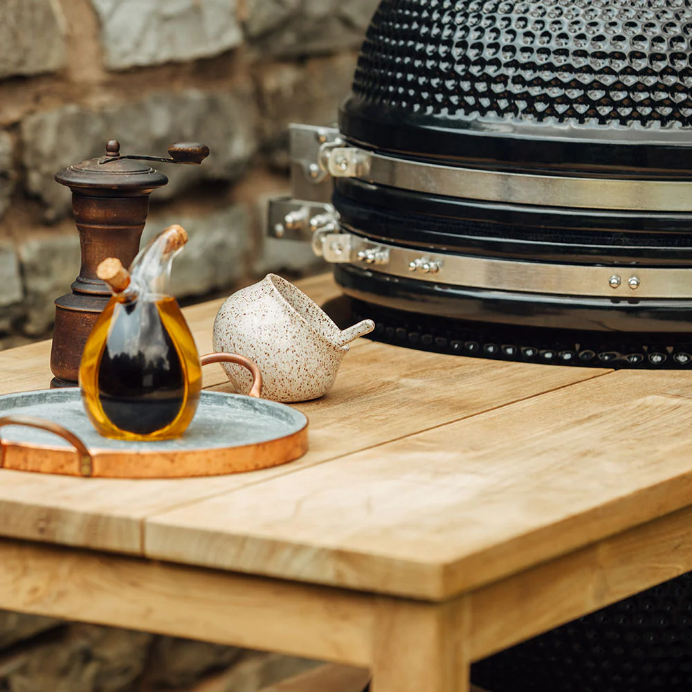 Scratch and Dent, Grade A Teak Ceramic Grill Table - Image 5