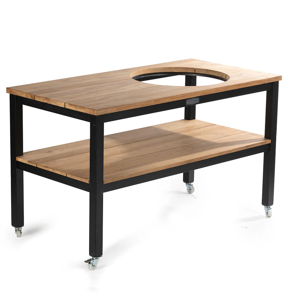 Scratch and Dent, Grade A Teak Ceramic Grill Table with Aluminum Frame