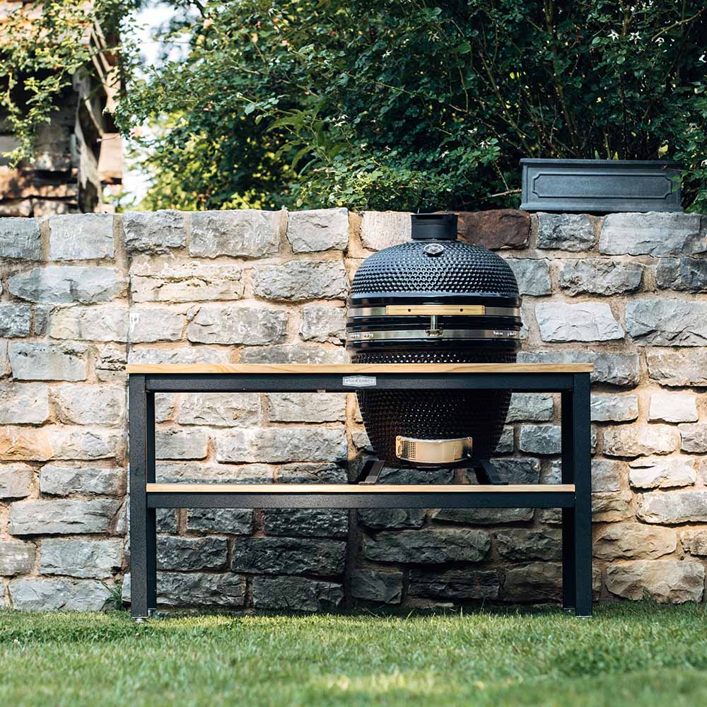 Scratch and Dent, Grade A Teak Ceramic Grill Table with Aluminum Frame - Image 2