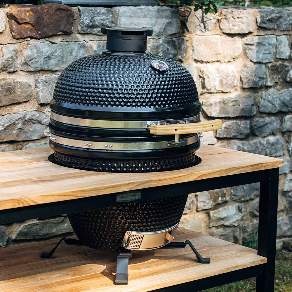 Scratch and Dent, Grade A Teak Ceramic Grill Table with Aluminum Frame - Image 3