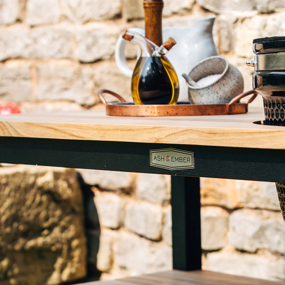 Scratch and Dent, Grade A Teak Ceramic Grill Table with Aluminum Frame - Image 6