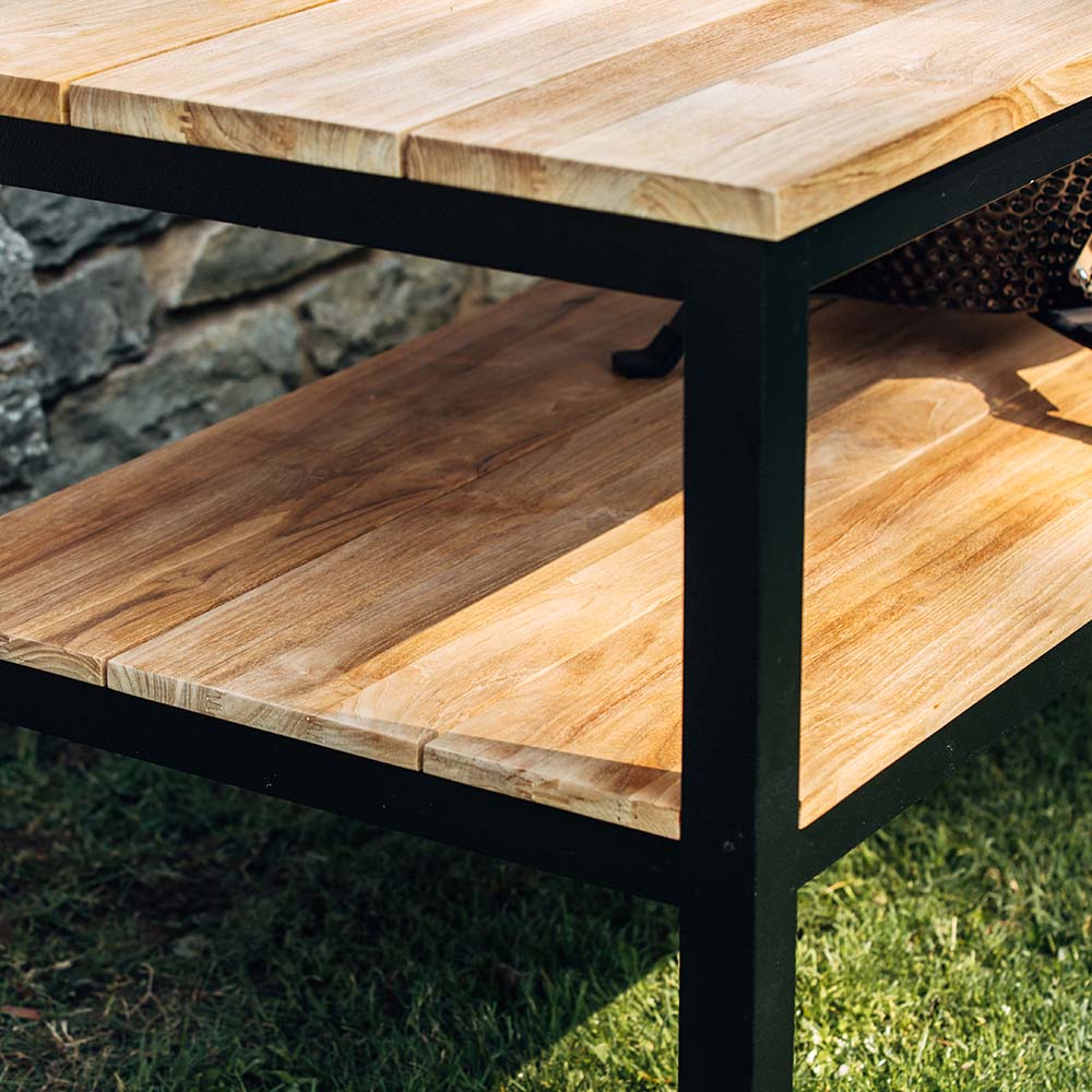 Scratch and Dent, Grade A Teak Ceramic Grill Table with Aluminum Frame - Image 8