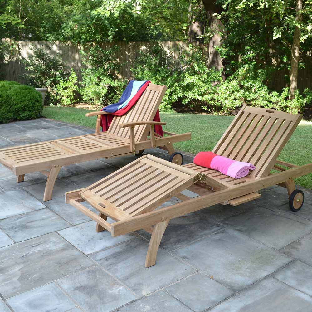 Scratch and Dent, Hawthorne Grade A Teak Reclining Lounger with Armrests - Image 3