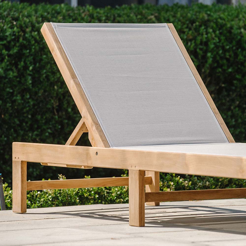 Scratch and Dent, Grade A Teak Reclining Sling Lounger - Image 4