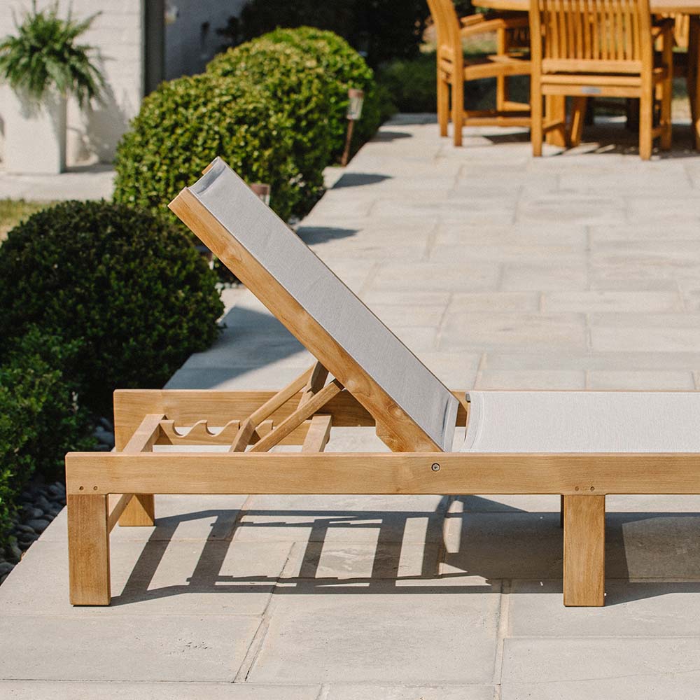 Scratch and Dent, Grade A Teak Reclining Sling Lounger - Image 5