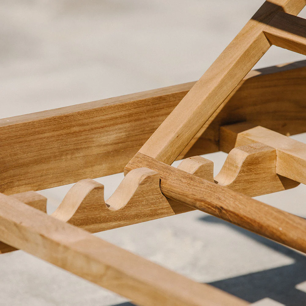 Scratch and Dent, Grade A Teak Reclining Sling Lounger - Image 7