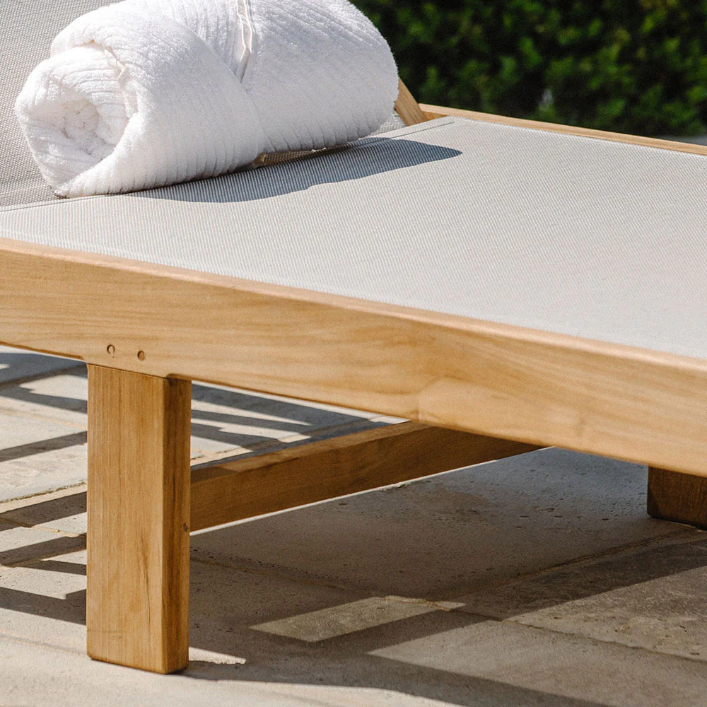 Scratch and Dent, Grade A Teak Reclining Sling Lounger - Image 8