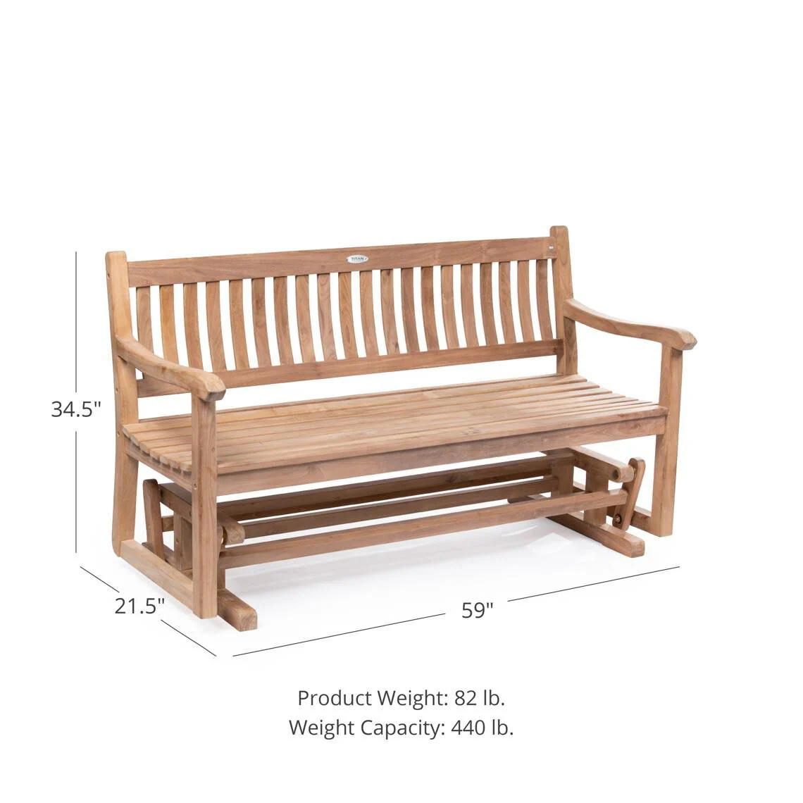 Scratch and Dent - Grade A Teak Yosemite 59-in Glider Bench - FINAL SALE - Image 2