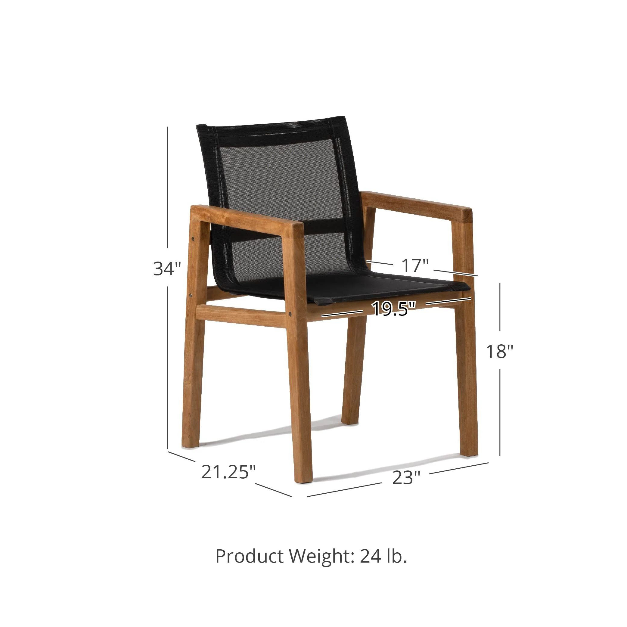 Scratch and Dent, Onyx Grade A Teak Sling Dining Armchair - Image 10
