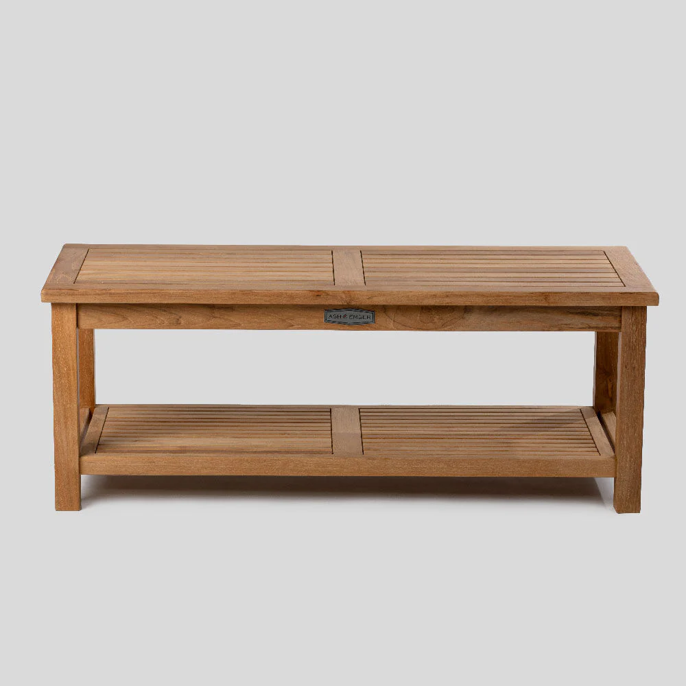 Sierra Grade A Teak 47" Outdoor Coffee Table with Shelf - Image 3