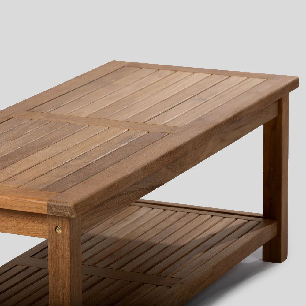 Sierra Grade A Teak 47" Outdoor Coffee Table with Shelf - Image 5
