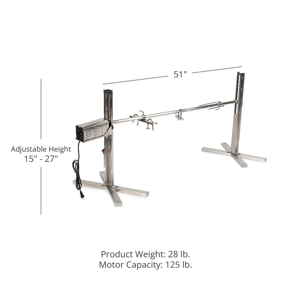 Scratch and Dent - Stainless Steel Spit Rotisserie Roaster Stand 125LB Capacity BBQ Grill - FINAL SALE - Image 7
