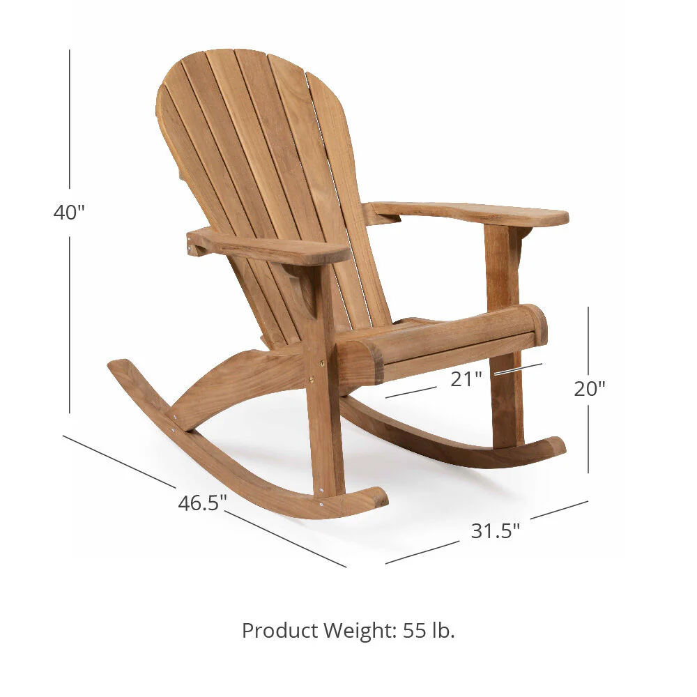 Scratch and Dent - Teak Adirondack Rocking Chair - FINAL SALE - Image 2