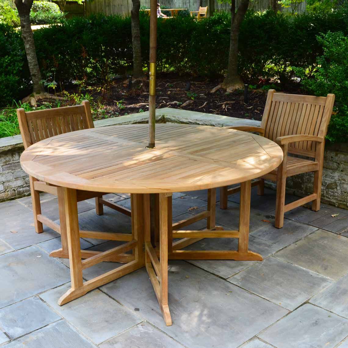 Scratch and Dent - Teak Round Folding Table | 59-In - FINAL SALE - Image 2