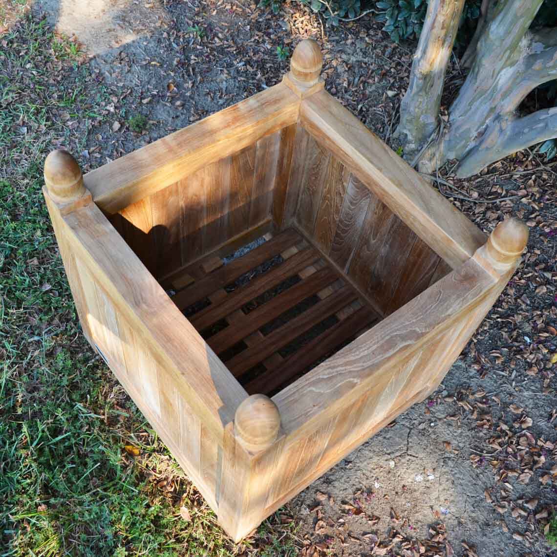 Scratch and Dent - Teak Square Planter | 25-in - FINAL SALE - Image 5